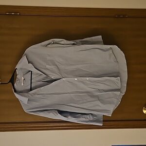 CAbi Blue and White Striped Button Down Shirt